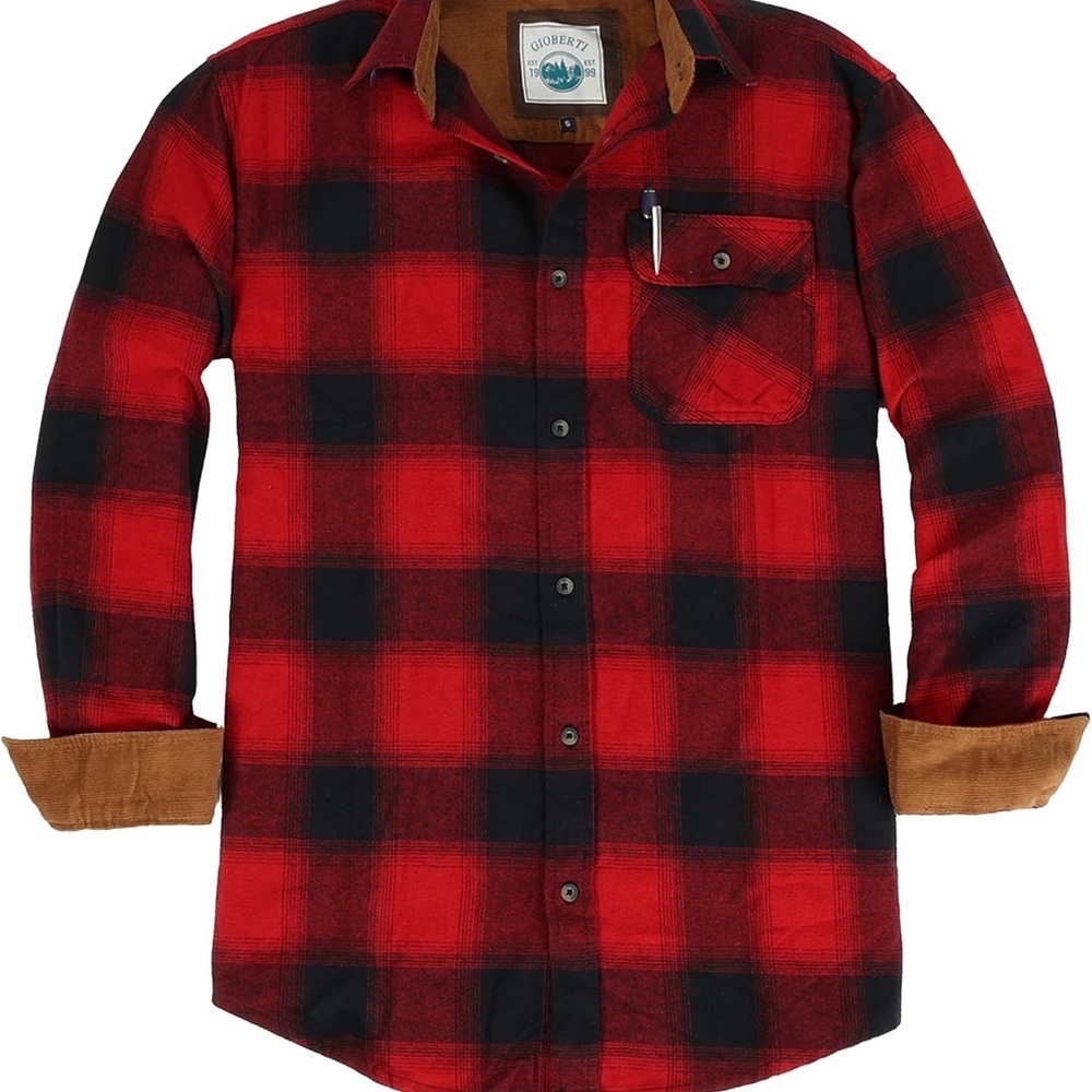 Gioberti Red and Black Plaid Men's‎ Shirt